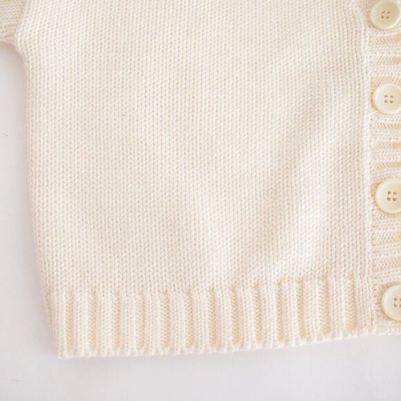 Vintage Lee Wright Cream 16% Wool Knit Button Cropped Cardigan Sweater M - Picture 8 of 10